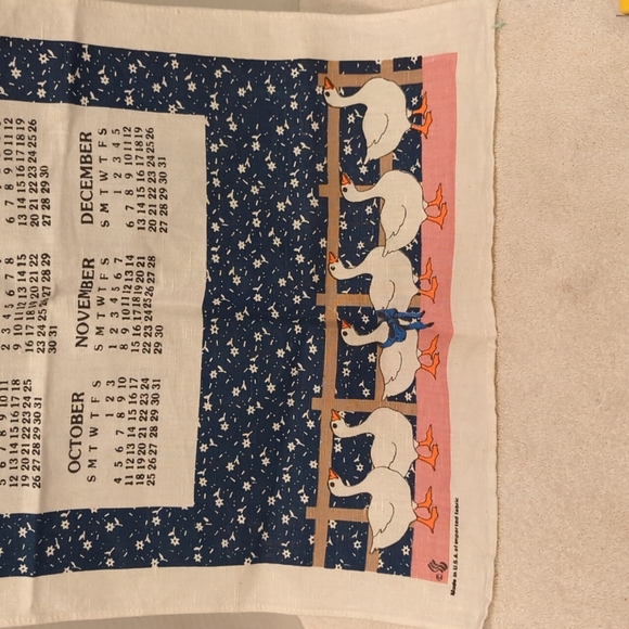 Vintage 1987 Cloth Calendar Tea Towel - Picture 3 of 3